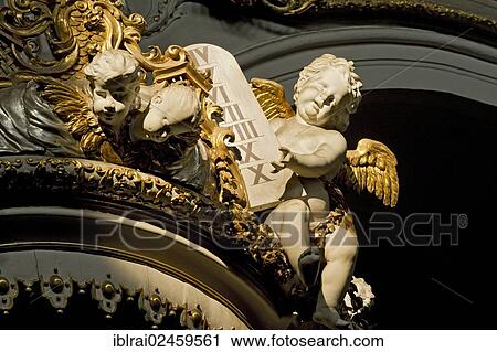 Stock Image - "Benedictine monastery of St. Emmeram, St. Emmeram's Abbey, papal basilica with baroque cherubs by the Asam brothers, old town of Regensburg, Upper Palatinate, Bavaria, Germany, Europe". Fotosearch