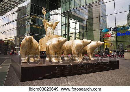 Stock Photo - "Berlin Buddy Bears imitating the Quadriga, Neues Kranzlereck, Kurfurstendamm, Charlottenburg, Berlin, Germany, Europe". Fotosearch