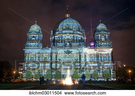 "Berlin Cathedral illuminated during the Festival of Lights, Mitte, Berlin, Berlin, Germany, Europe" View Large Photo Image Picture - "Berlin Cathedral illuminated during the Festival of Lights, Mitte, Berlin, Berlin, Germany, Europe". Fotosearch