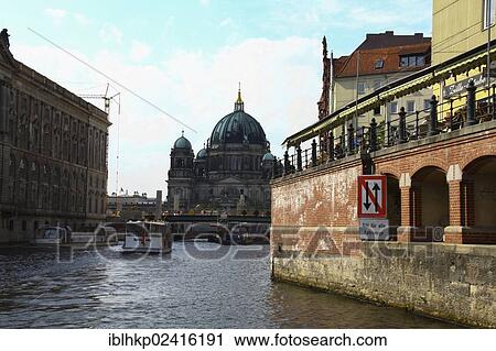 Stock Image - Berlin Cathedral, viewed from the Spree river, Berlin, Germany, Europe. Fotosearch