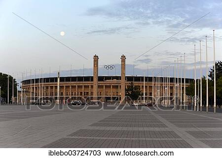 Stock Image - "Berlin Olympic Stadium by architect Werner March 1936, restoration with roof construction by Gerkan, Marg and Partners 2004, Charlottenburg, Berlin, Berlin, Germany, Europe". Fotosearch
