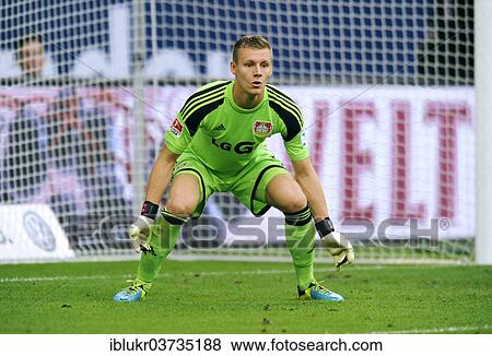 Stock Photo - "Bernd Leno, Leverkusen goalkeeper, Schalke 04 - Bayer Leverkusen, Veltins Arena, Gelsenkirchen, North Rhine-Westphalia, Germany, Europe". Fotosearch