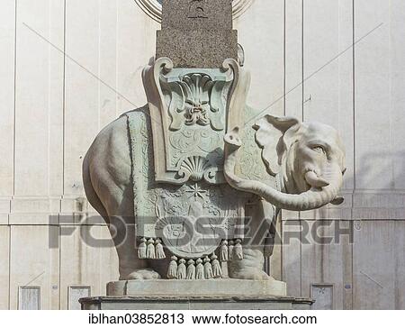 "Bernini's Elephant, Pulcino della Minerva, elephant statue at the base of the obelisk Obelisco della Minerva, by Ercole Ferrata to a design by Gian Lorenzo Bernini, Rome, Lazio, Italy, Europe" View Large Photo Image Stock Image - "Bernini's Elephant, Pulcino della Minerva, elephant statue at the base of the obelisk Obelisco della Minerva, by Ercole Ferrata to a design by Gian Lorenzo Bernini, Rome, Lazio, Italy, Europe". Fotosearch