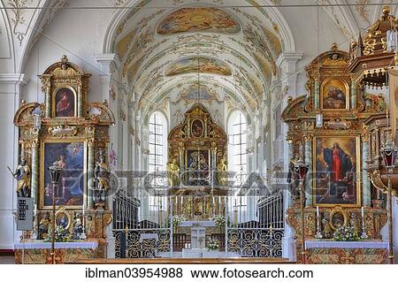 Stock Photo - "Beyharting monastery church, Tuntenhausen, Upper Bavaria, Bavaria, Germany, Europe". Fotosearch