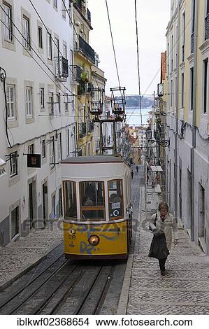 "Bica cable car, historic district, Lisbon, Portugal, Europe" View Large Photo Image Picture - "Bica cable car, historic district, Lisbon, Portugal, Europe". Fotosearch