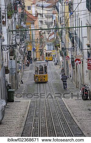 "Bica cable car, historic district, Lisbon, Portugal, Europe" View Large Photo Image Stock Image - "Bica cable car, historic district, Lisbon, Portugal, Europe". Fotosearch