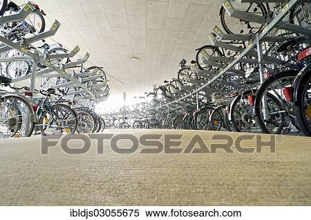 Stock Photography - "Bicycle parking, Freiburg im Breisgau, Baden-Wurttemberg, Germany, Europe". Fotosearch