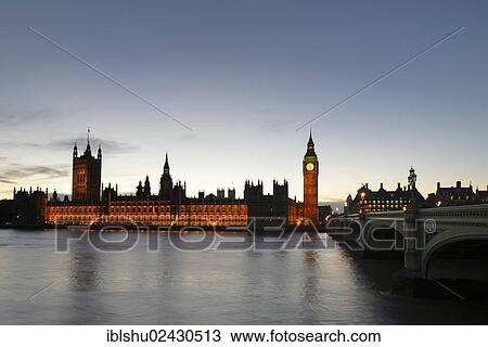 Stock Image - "Big Ben clock tower, Palace of Westminster or Houses of Parliament, UNESCO World Heritage Site, London, England, United Kingdom, Europe". Fotosearch