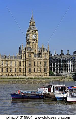 "Big Ben, Elizabeth Tower, Palace of Westminster, Houses of Parliament, UNESCO World Cultural Heritage site, boats on the Thames River, London, England, United Kingdom, Europe" View Large Photo Image Picture - "Big Ben, Elizabeth Tower, Palace of Westminster, Houses of Parliament, UNESCO World Cultural Heritage site, boats on the Thames River, London, England, United Kingdom, Europe". Fotosearch