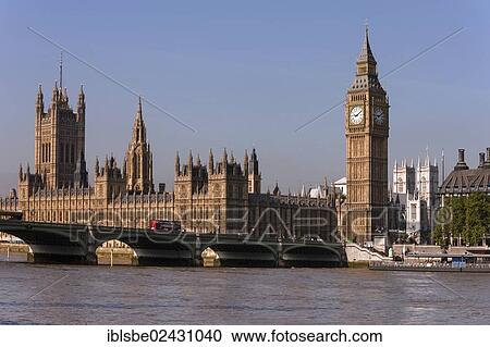 Stock Image - "Big Ben, Westminster Palace, Houses of Parliament, Unesco World Heritage Site, Westminster Bridge, London, England, United Kingdom, Europe". Fotosearch