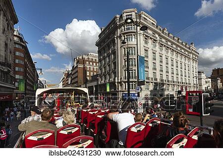 Stock Image - "Big Bus City Tour, sightseeing bus tour, Oxford Street, Park Lane, London, England, United Kingdom, Europe". Fotosearch