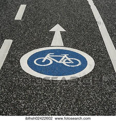 Bike lane markings View Large Photo Image Stock Image - Bike lane markings. Fotosearch