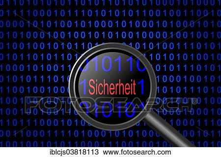 "Binary code, """"Sicherheit"""", German for """"Security"""" written in red seen through a magnifying glass" View Large Photo Image Stock Image - "Binary code, """"Sicherheit"""", German for """"Security"""" written in red seen through a magnifying glass". Fotosearch