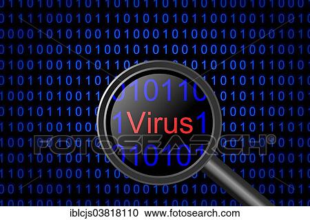 "Binary code, """"Virus"""" written in red seen through a magnifying glass" View Large Photo Image Stock Image - "Binary code, """"Virus"""" written in red seen through a magnifying glass". Fotosearch
