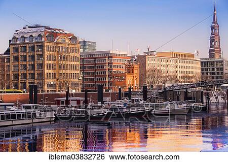 "Binnenhafen port in winter, Hohe Brucke, Hamburg, Hamburg, Germany, Europe" View Large Photo Image Stock Photograph - "Binnenhafen port in winter, Hohe Brucke, Hamburg, Hamburg, Germany, Europe". Fotosearch