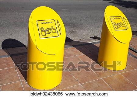 "Bins for cans and packaging on the beach promenade, Fuengirola, Costa del Sol, Andalusia, Spain, Europe, PublicGround, Europe" View Large Photo Image Stock Photograph - "Bins for cans and packaging on the beach promenade, Fuengirola, Costa del Sol, Andalusia, Spain, Europe, PublicGround, Europe". Fotosearch