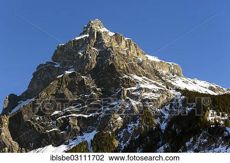 Stock Image - "Bire Mountain, 2502m, local mountain of Kandersteg, Bernese Alps, Kandersteg, Canton of Bern, Switzerland, Europe". Fotosearch