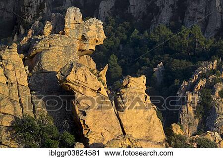 "Bizarre rock erosions in the evening light, Calanche, Les Calanches de Piana, Corse-du-Sud, Corsica, France, Europe" View Large Photo Image Stock Image - "Bizarre rock erosions in the evening light, Calanche, Les Calanches de Piana, Corse-du-Sud, Corsica, France, Europe". Fotosearch