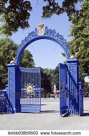 "Bla Porten, blue gate, entrance to the country park on Djurgarden island, Stockholm, Sweden, Europe" View Large Photo Image Stock Image - "Bla Porten, blue gate, entrance to the country park on Djurgarden island, Stockholm, Sweden, Europe". Fotosearch