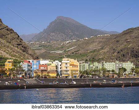 "Black beach of Puerto de Tazacorte, La Palma, Canary Islands, Spain, Europe" View Large Photo Image Picture - "Black beach of Puerto de Tazacorte, La Palma, Canary Islands, Spain, Europe". Fotosearch