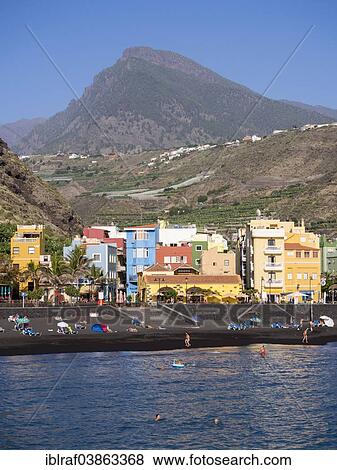 "Black beach of Puerto de Tazacorte, La Palma, Canary Islands, Spain, Europe" View Large Photo Image Stock Photo - "Black beach of Puerto de Tazacorte, La Palma, Canary Islands, Spain, Europe". Fotosearch