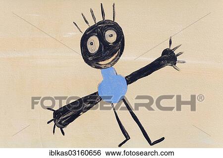"Black-skinned figure, children's drawing, Zoutelande, Zeeland province, The Netherlands, Europe" View Large Photo Image Stock Photograph - "Black-skinned figure, children's drawing, Zoutelande, Zeeland province, The Netherlands, Europe". Fotosearch