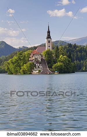 "Bled island with St. Mary's Church, Lake Bled, Bled, Slovenia, Europe" View Large Photo Image Stock Image - "Bled island with St. Mary's Church, Lake Bled, Bled, Slovenia, Europe". Fotosearch