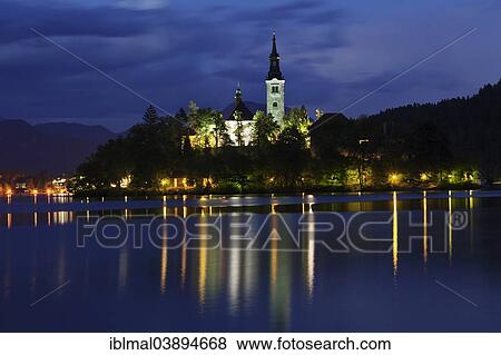 "Bled island with St. Mary's Church, Lake Bled, Bled, Slovenia, Europe" View Large Photo Image Stock Photo - "Bled island with St. Mary's Church, Lake Bled, Bled, Slovenia, Europe". Fotosearch