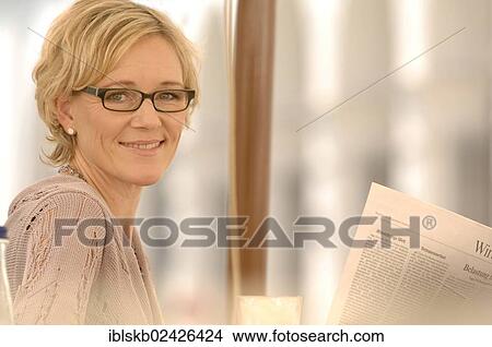 Picture - "Blonde woman, 40-50 years, portrait". Fotosearch