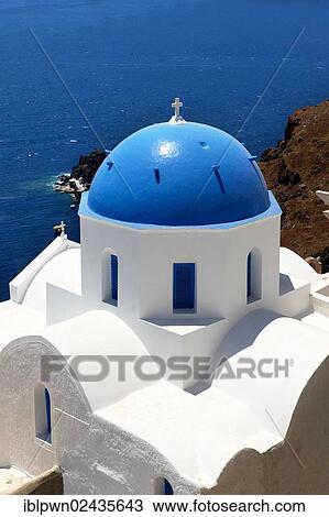 "Blue domed Byzantine Orthodox church, Oia, Ia, Santorini, Cyclades Islands, Greece, Europe" View Large Photo Image Stock Image - "Blue domed Byzantine Orthodox church, Oia, Ia, Santorini, Cyclades Islands, Greece, Europe". Fotosearch
