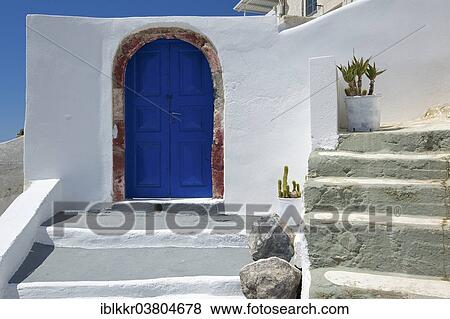 "Blue door, Thira, Santorini, Cyclades, Greece, Europe" View Large Photo Image Stock Photo - "Blue door, Thira, Santorini, Cyclades, Greece, Europe". Fotosearch