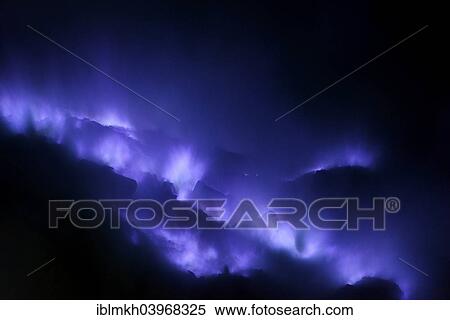 "Blue fire, flames, ignited sulphur gases in the crater of the Ijen volcano, Kawah ljen, East Java, Java, Indonesia, Asia" View Large Photo Image Stock Photography - "Blue fire, flames, ignited sulphur gases in the crater of the Ijen volcano, Kawah ljen, East Java, Java, Indonesia, Asia". Fotosearch
