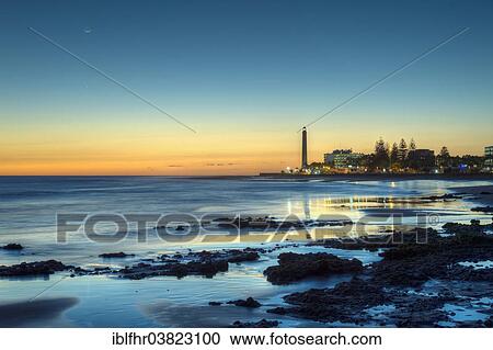 "Blue hour at the beach of Maspalomas, Gran Canaria, Canary Islands, Spain, Europe" View Large Photo Image Stock Image - "Blue hour at the beach of Maspalomas, Gran Canaria, Canary Islands, Spain, Europe". Fotosearch