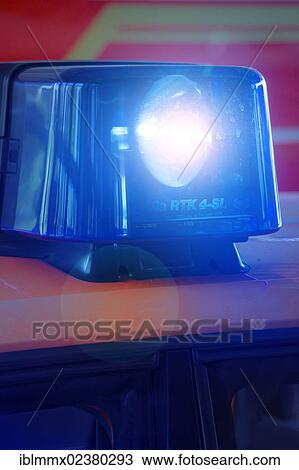 Stock Image - "Blue light on a fire engine, Germany, Europe". Fotosearch