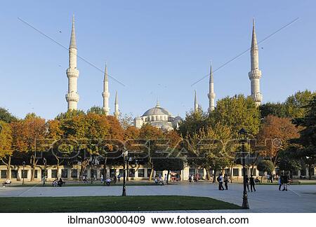 Stock Photo - "Blue Mosque or Sultan Ahmed Mosque or Sultanahmet Camii, Hippodrome or At Meydani square, Istanbul, European side, Istanbul Province, Turkey, European side, Europe". Fotosearch
