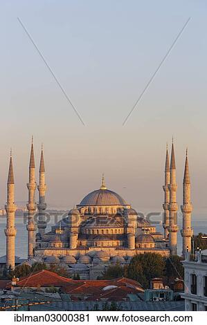 Stock Image - "Blue Mosque, Sultan Ahmed Mosque or Sultanahmet Camii, Istanbul, European side, Istanbul Province, Turkey, European side, Europe". Fotosearch