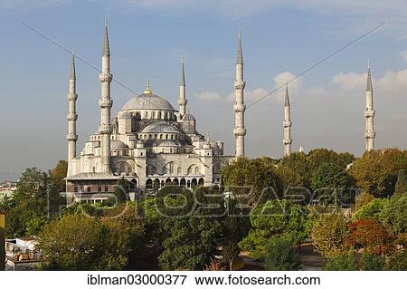 Stock Photo - "Blue Mosque, Sultan Ahmed Mosque or Sultanahmet Camii, Istanbul, European side, Istanbul Province, Turkey, European side, Europe". Fotosearch