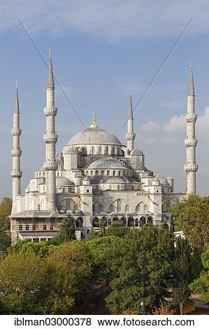 Stock Photo - "Blue Mosque, Sultan Ahmed Mosque or Sultanahmet Camii, Istanbul, European side, Istanbul Province, Turkey, European side, Europe". Fotosearch