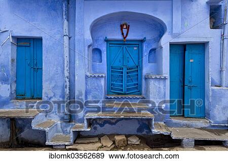 "Blue painted house facade, doors, Bundi, Rajasthan, India, Asia" View Large Photo Image Stock Photo - "Blue painted house facade, doors, Bundi, Rajasthan, India, Asia". Fotosearch