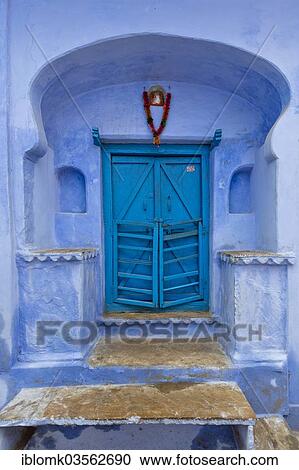 "Blue painted house facade, entrance, Bundi, Rajasthan, India, Asia" View Large Photo Image Stock Image - "Blue painted house facade, entrance, Bundi, Rajasthan, India, Asia". Fotosearch