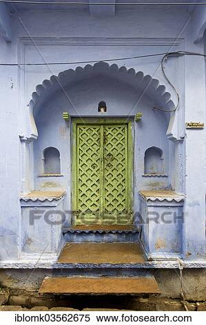 "Blue painted house facade with a green door, Bundi, Rajasthan, India, Asia" View Large Photo Image Stock Photography - "Blue painted house facade with a green door, Bundi, Rajasthan, India, Asia". Fotosearch