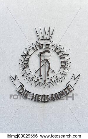 Stock Photograph - "Blut und Feuer, German for Blood and Fire, sign of Die Heilsarmee, the German Salvation Army, Hannover, Lower Saxony, Germany, Europe". Fotosearch