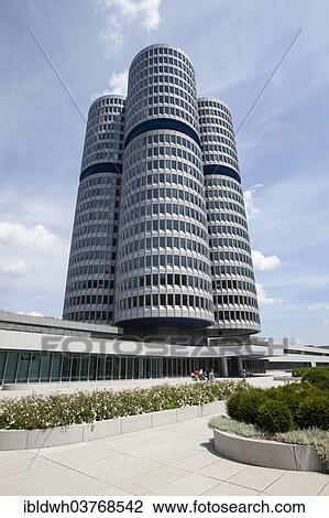Stock Image - "BMW Welt or BMW World, with the BMW Headquarters, Munich, Upper Bavaria, Bavaria, Germany, Europe". Fotosearch