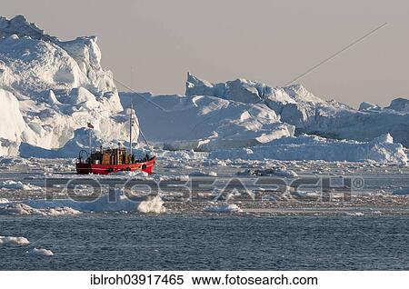 "Boat between icebergs, Ilulissat Icefjord, UNESCO World Heritage Site, Disko Bay, West Greenland, Greenland, North America" View Large Photo Image Stock Photography - "Boat between icebergs, Ilulissat Icefjord, UNESCO World Heritage Site, Disko Bay, West Greenland, Greenland, North America". Fotosearch
