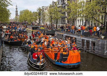 "Boat parade on Queen's Day, Prinsengracht canal, Amsterdam, province of North Holland, The Netherlands, Europe" View Large Photo Image Stock Image - "Boat parade on Queen's Day, Prinsengracht canal, Amsterdam, province of North Holland, The Netherlands, Europe". Fotosearch
