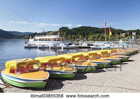 Stock Photo - "Boats at Titisee Lake, Titisee-Neustadt, Black Forest, Baden-Wurttemberg, Germany, Europe". Fotosearch