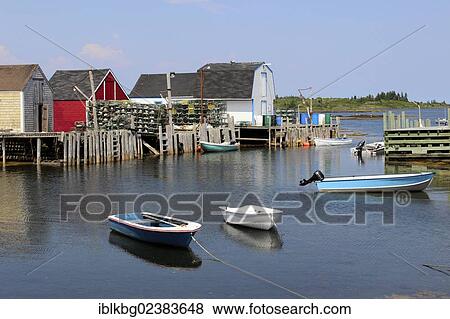Stock Photo - "Boats, Blue Rocks, Lunenburg, Maritime Provinces, Nova Scotia, Canada, North America". Fotosearch