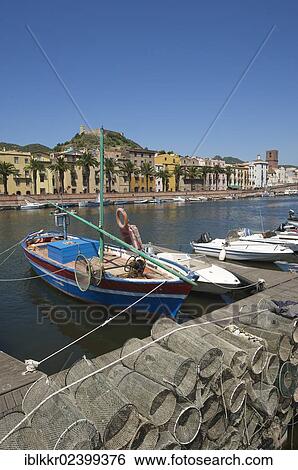 Stock Photograph - "Boats, Bosa on the Temo River, Sardinia, Italy, Europe". Fotosearch