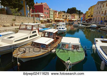 Boats in the fishing harbour of Veli Losinj, Losinj Island, Croatia, Europe View Large Photo Image Stock Photography - Boats in the fishing harbour of Veli Losinj, Losinj Island, Croatia, Europe. Fotosearch
