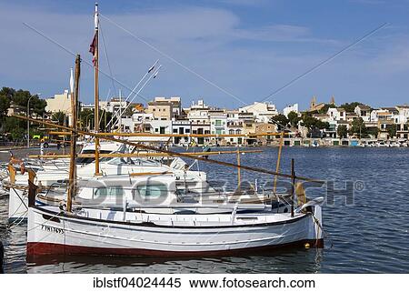 "Boats in the harbor, behind the old town, Porto Colom, Majorca, Balearic Islands, Spain, Europe" View Large Photo Image Stock Photography - "Boats in the harbor, behind the old town, Porto Colom, Majorca, Balearic Islands, Spain, Europe". Fotosearch